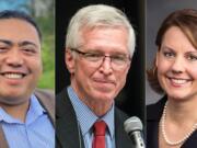 Rick Bell, from left, John Ley and Sen. Ann Rivers are running for the 18th District Washington state Senate seat.