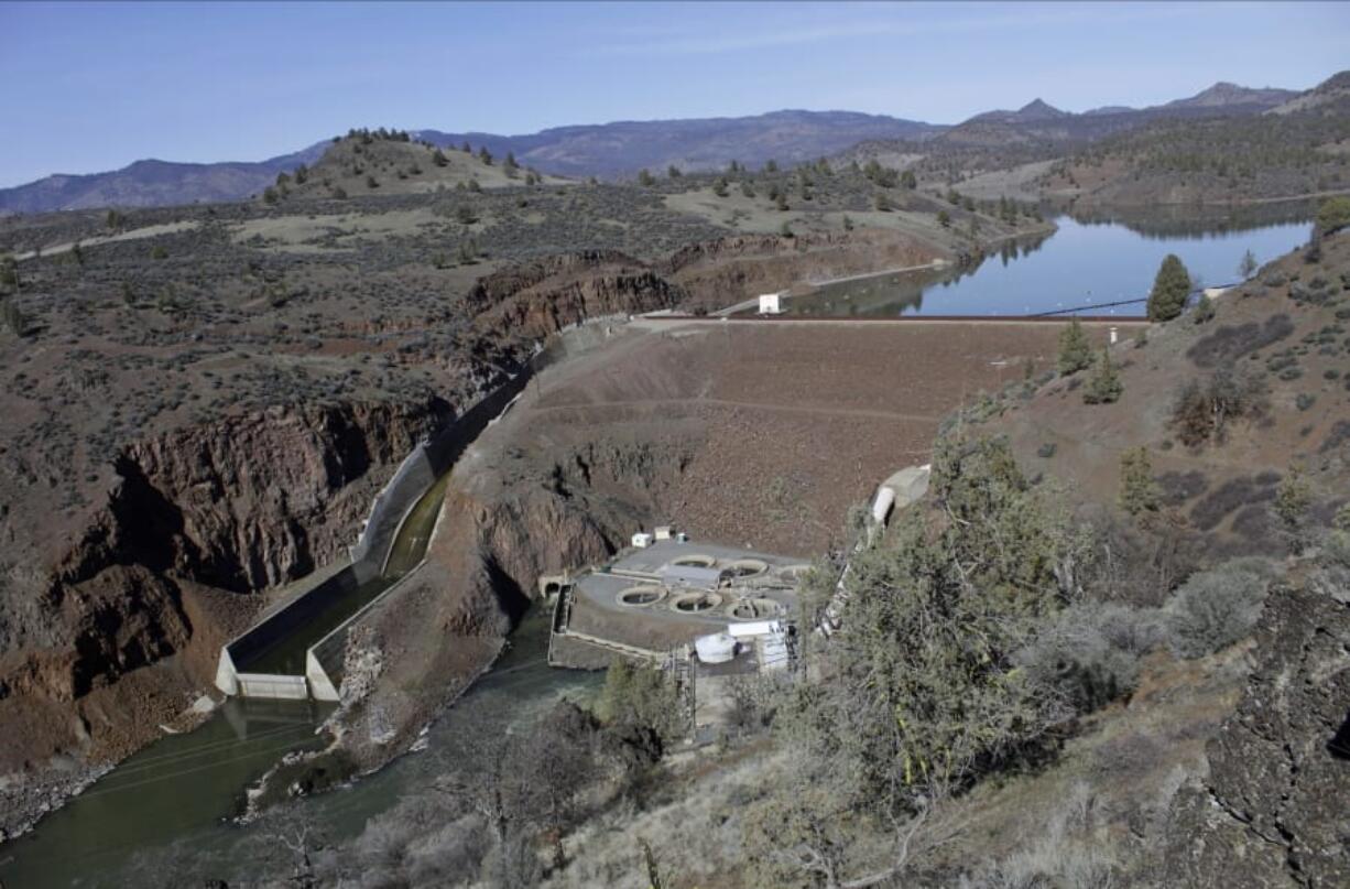 FILE - This March 3, 2020, file photo shows the Iron Gate Dam, powerhouse and spillway are on the lower Klamath River near Hornbrook, Calif.