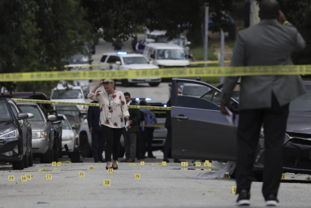 More that two people were killed  in a shooting Wednesday, July 29, 2020, in the Walnut Park West neighborhood of north St. Louis shortly before 2 p.m. Police received multiple reports of a shooting and officers found several victims suffering from gunshot wounds in the 5500 block of Floy Avenue, near Emma Avenue. It wasn&#039;t clear what prompted the gunfire but authorities said it stemmed from a dispute between two groups. (David Carson/St.