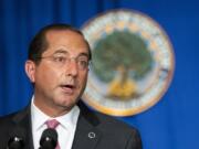 Department of Health and Human Services Secretary Alex Azar speaks during a White House Coronavirus Task Force briefing at the Department of Education building Wednesday, July 8, 2020, in Washington.