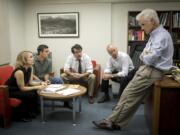 With the pandemic we can’t get a group photo of the editors, but rest assured we look nothing like this still from the movie “Spotlight.” From left: Rachel McAdams, as Sacha Pfeiffer, Mark Ruffalo as Michael Rezendes, Brian d'Arcy James as Matt Carroll, Michael Keaton as Walter "Robby" Robinson and John Slattery as Ben Bradlee Jr.