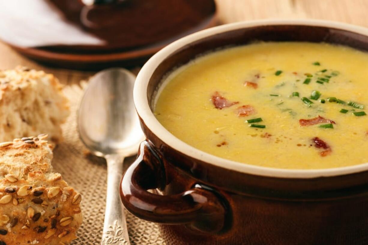 Corn cream soup with bacon chowder.