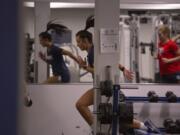 Maddie Kemp goes through a drill with the Gonzaga women&#039;s soccer team, a year after suffering a serious knee injury.