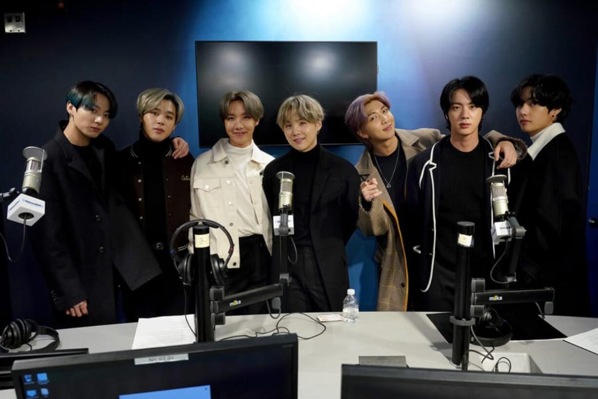 K-pop boy band BTS visit the SiriusXM Studios on Feb. 21, in New York City.