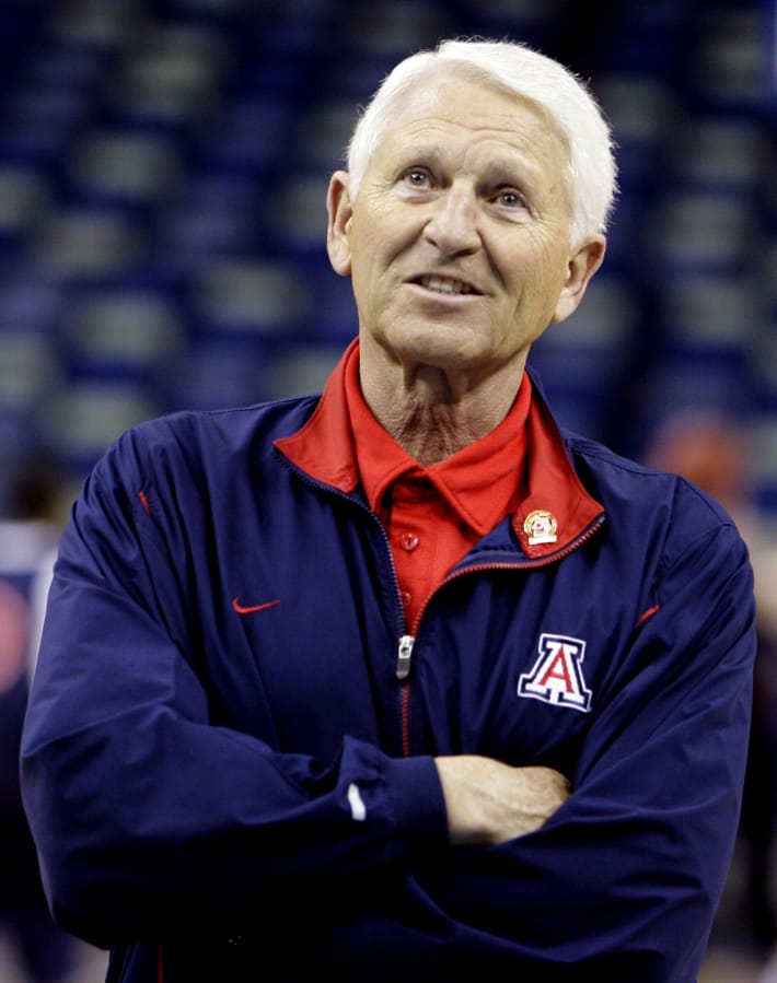 Arizona men&#039;s basketball coach Lute Olson, pictured here in 2007, has died at the age of 85. Olson&#039;s family said he died Thursday, Aug. 27, 2020. The family did not provide the cause of death.