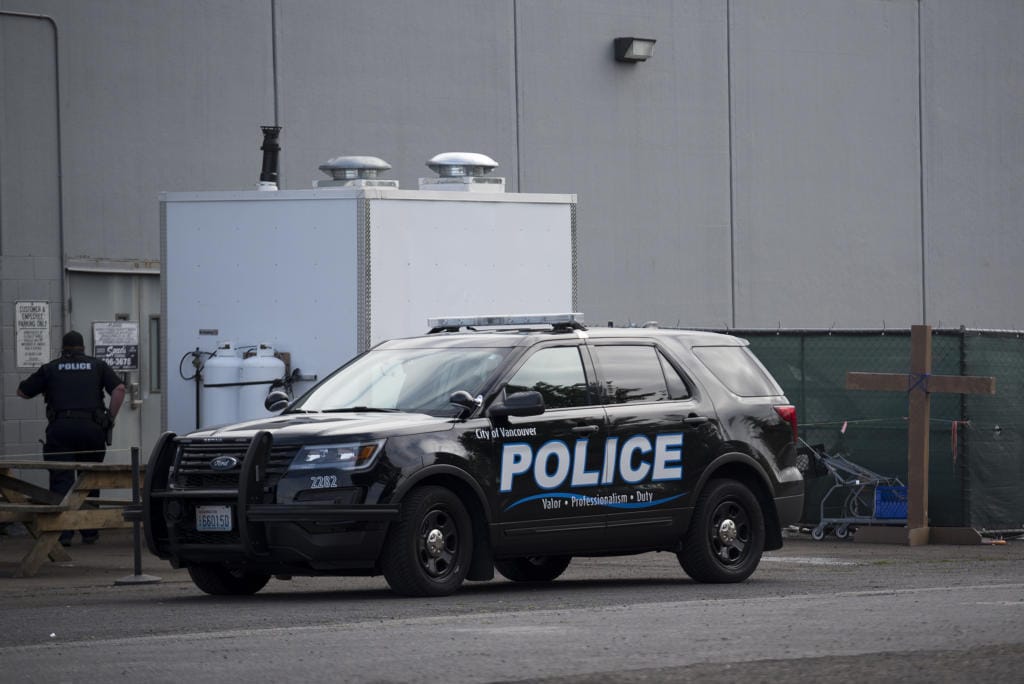 Police work at the scene after a reported stabbing at Living Hope Church on Friday morning.