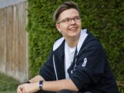 Casey Ellson, 16, is pictured at his home in Vancouver on July 31, 2020. Ellson came out to his mom as gender fluid and non-binary in 6th grade, and shortly after he said he came out as transgender, identifying as he/him. Ellson grew up in Girl Scouts, and after he came out as transgender and began his transition he knew he still wanted to remain a Girl Scout.