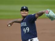 Seattle Mariners starting pitcher Taijuan Walker throws against the Los Angeles Dodgers in the second inning of a baseball game Wednesday, Aug. 19, 2020, in Seattle.