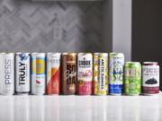 A selection of hard seltzer on a counter in New York. Hard seltzer, also known as spiked seltzer or hard sparkling water, contains carbonated water, alcohol and flavoring.