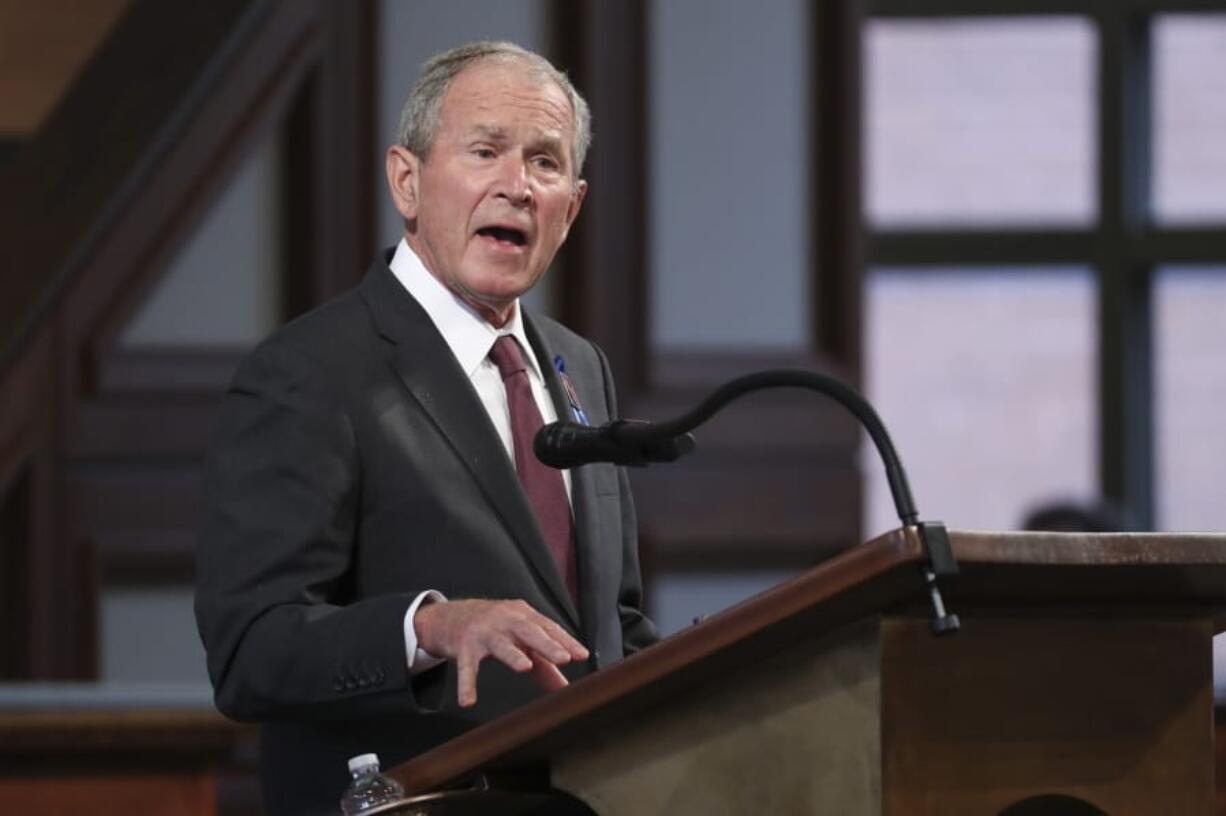 Former President George W. Bush speaks during the funeral service for the late Rep. John Lewis, D-Ga., at Ebenezer Baptist Church in Atlanta, Thursday, July 30, 2020.