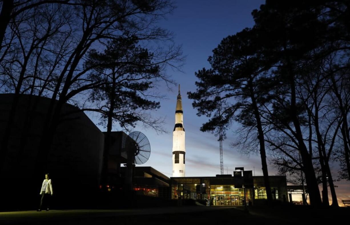 FILE - An employee leaves the state operated U.S. Space &amp; Rocket Center, which serves as the visitor center for the nearby federally funded NASA Marshall Space Flight Center, in Huntsville, Ala. in this Tuesday, Jan. 8, 2019 file photo.