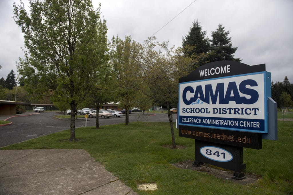 The Camas School District Zellerbach Administration Center is pictured Wednesday afternoon, April 15, 2020.