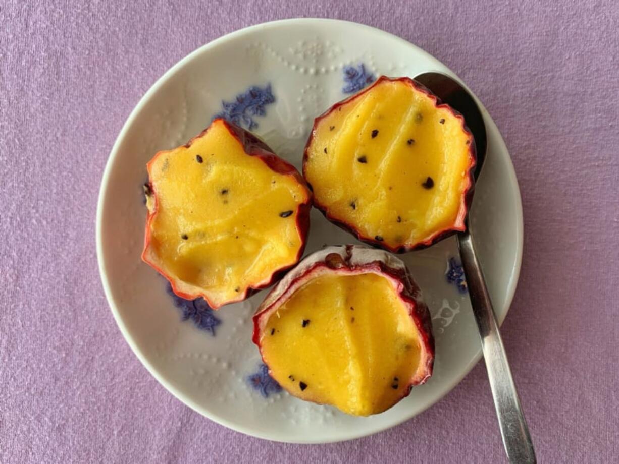 The floral tang of passion fruit is ideal in an ice-cold sorbet.