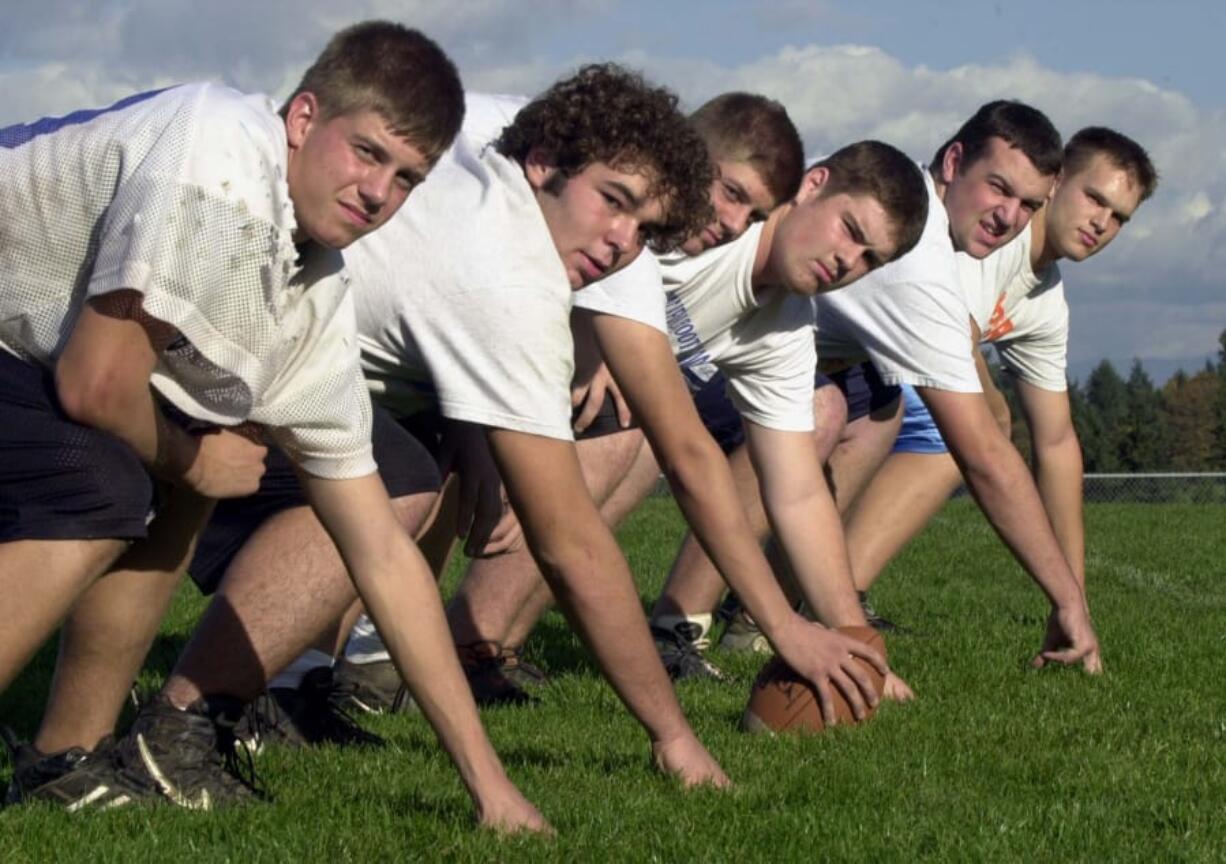 Ridgefield&#039;s front line in 2003 included (from left) Wedge McKee, Matt Miles, Clayton McKee, Cory Rustvold, Corey Kuhlman and Steve Hefflin.