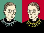 Illustration for a story about RBG&#039;s different collars.