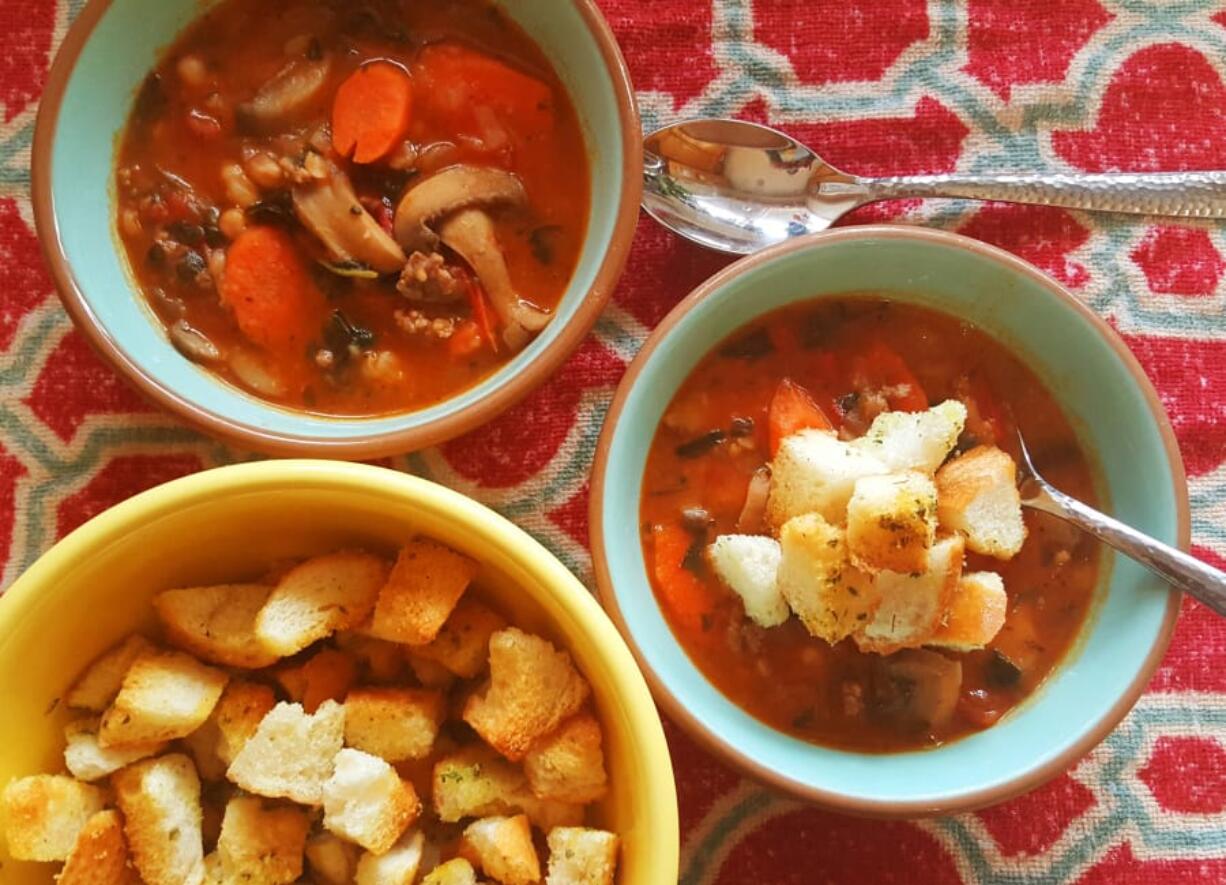 This hearty Italian stew takes its inspiration from minestrone soup, but is thickened with (shhhh!) leftover mashed potatoes.