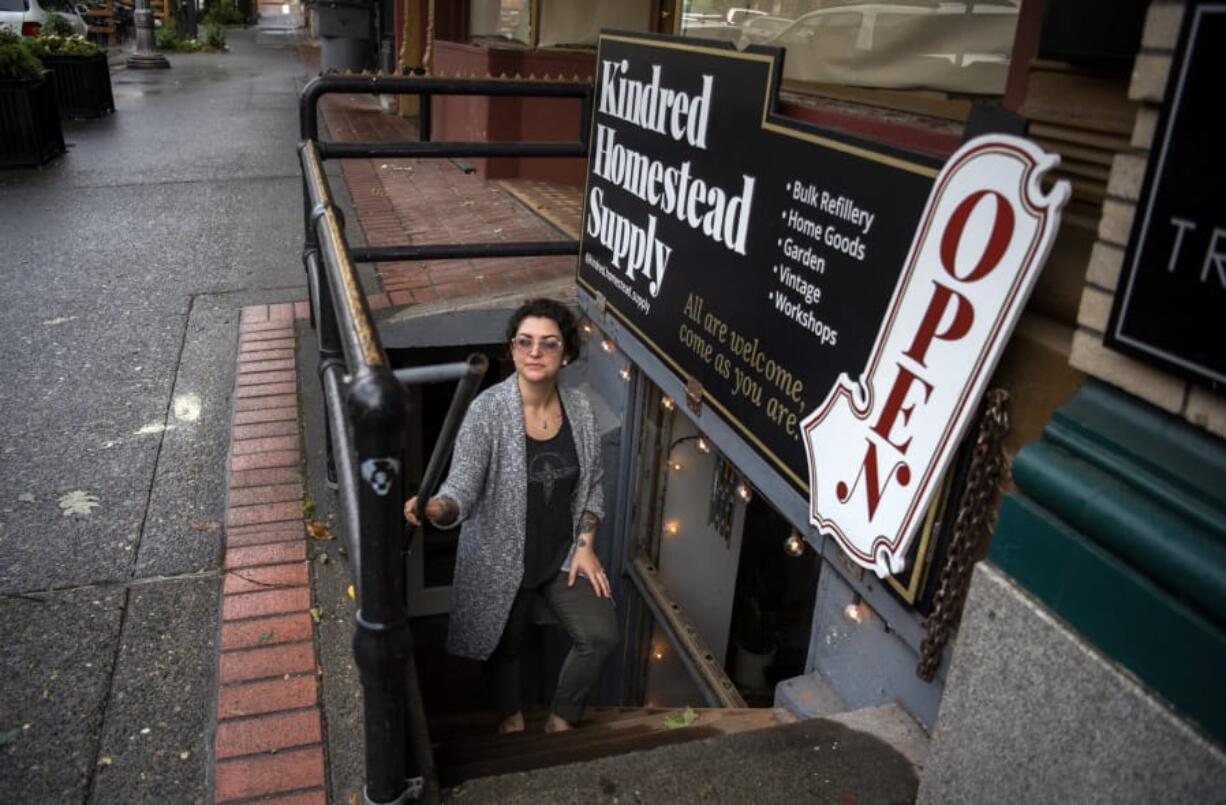 Store owner Alex Luna is pictured at Kindred Homestead Supply in downtown Vancouver. The new shop focuses on zero-waste home products, with everything from bulk laundry soap and cleaners to shampoos and coconut butter.