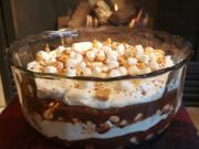 Welcome the cozy days of autumn with this campfire-inspired trifle featuring graham crackers, marshmallows and chocolate.