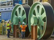 New sheaves and trunnions have been installed in the south tower of the northbound span of the Interstate 5 Bridge.