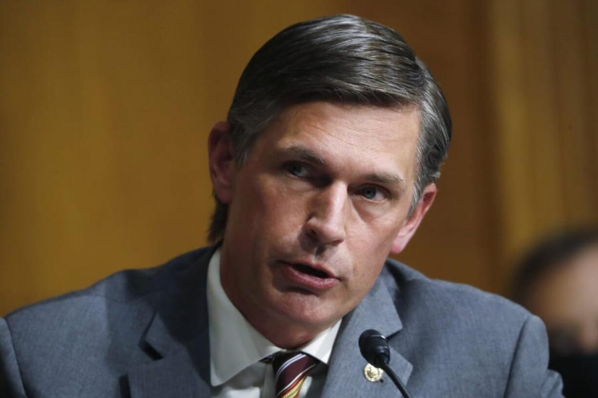 FILE - In this May. 5, 2020, file photo, Sen. Martin Heinrich, D-N.M., speaks during a Senate Intelligence Committee nomination hearing for Rep. John Ratcliffe, R-Texas, on Capitol Hill in Washington. Democratic U.S. senators from New Mexico have frozen the nomination process for two U.S. District Court vacancies until after the November election, citing the president&#039;s politicization of the process. Sens. Martin Heinrich, and Tom Udall, who is not running for re-election as he retires at the end of the year, not seen, put the brakes on appointments prior to the death of Justice Ruth Bader Ginsburg, in response a Trump appearance at the White House to promote his future judiciary appointments and denounce a radical leftwing movement.