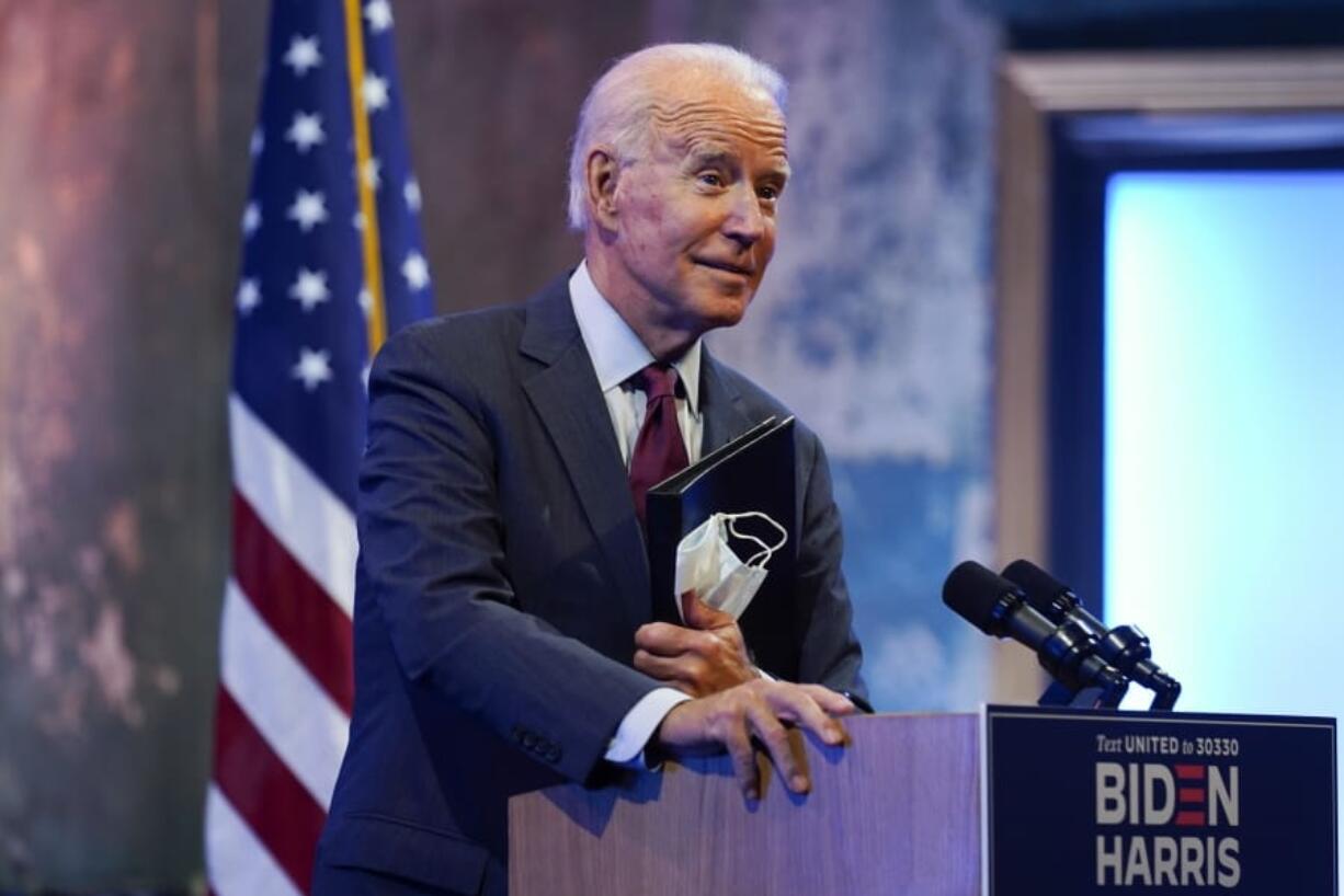 Democratic presidential candidate former Vice President Joe Biden gives a speech on the Supreme Court at The Queen Theater, Sunday, Sept. 27, 2020, in Wilmington, Del.