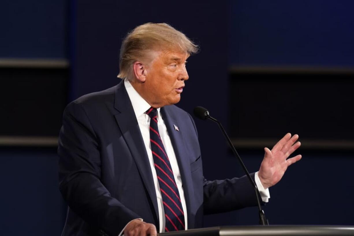 President Donald Trump speaks during the first presidential debate with Democratic presidential candidate former Vice President Joe Biden Tuesday, Sept. 29, 2020, at Case Western University and Cleveland Clinic, in Cleveland.