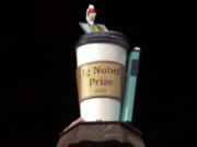 The 2019 Ig Nobel award is displayed at the 29th annual Ig Nobel awards ceremony at Harvard University in Cambridge, Mass.