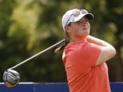 Caroline Inglis hits out of a bunker on the fifth hole during the second round of the the ANA Inspiration golf tournament at Mission Hills Country Club in Rancho Mirage, Calif., (Ringo H.W.