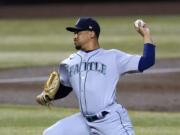 Seattle Mariners starting pitcher Justus Sheffield throws to an Arizona Diamondbacks batter during the first inning of a baseball game Saturday, Sept. 12, 2020, in Phoenix. (AP Photo/Ross D.