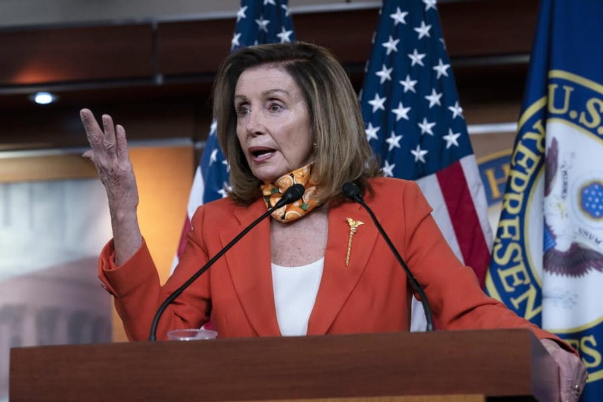 Speaker of the House Nancy Pelosi, D-Calif. speaks during a news conference Thursday, Sept. 24, 2020 on Capitol Hill in Washington.