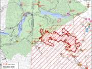 A U.S. Forest Service map shows the latest spread of the Big Hollow Fire.