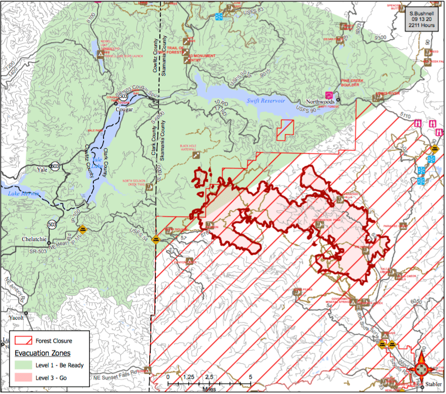 A U.S. Forest Service map shows the latest spread of the Big Hollow Fire.