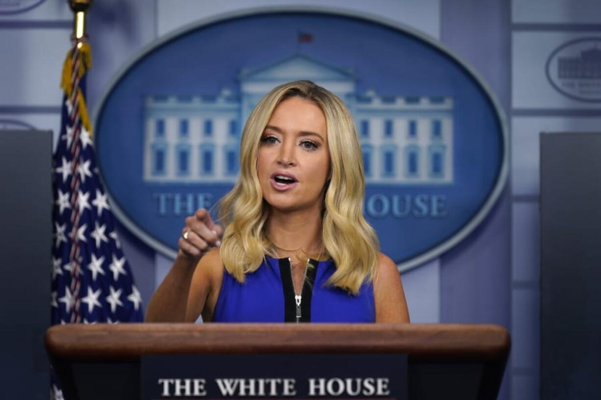 White House press secretary Kayleigh McEnany speaks during a press briefing at the White House, Thursday, Sept. 3, 2020, Washington.