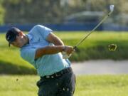 Patrick Reed, of the United States, plays a shot off the second fairway during the second round of the US Open Golf Championship, Friday, Sept. 18, 2020, in Mamaroneck, N.Y.