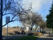 A motor home caught fire Tuesday afternoon while traveling on Columbia Way in downtown Vancouver. All of the occupants quickly exited the vehicle, and no one was injured.