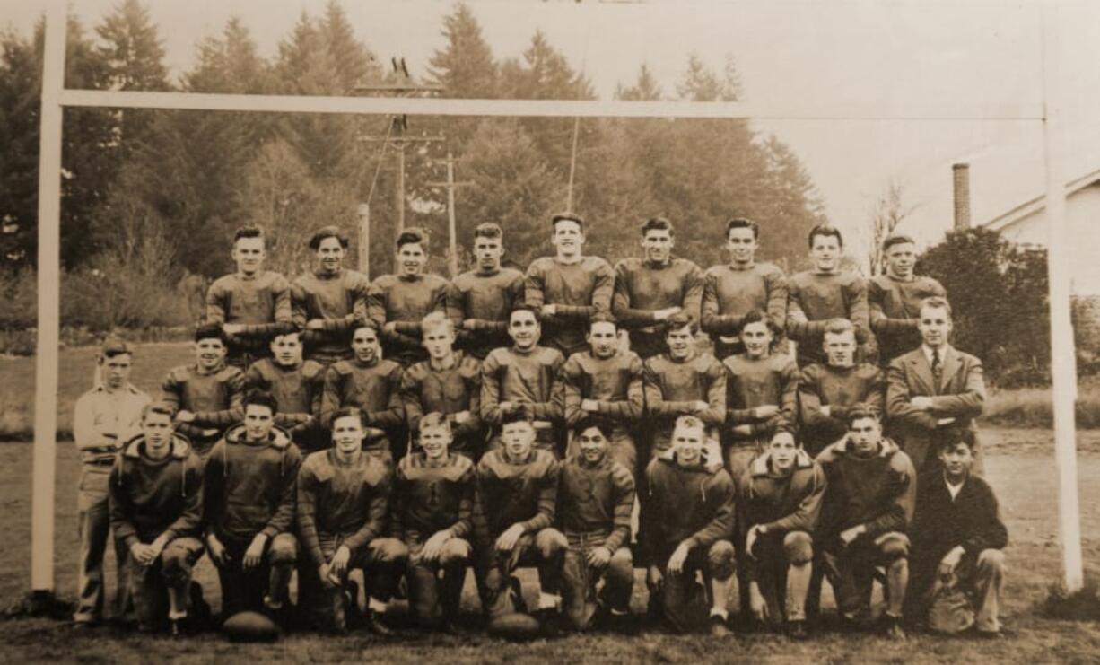 The 1941 Ridgefield Spudders, as pictured in the school yearbook, won their third consecutive league title by continuing their shutout streak all season.