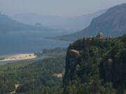 Vista House in Oregon overlooks the Columbia River Gorge.