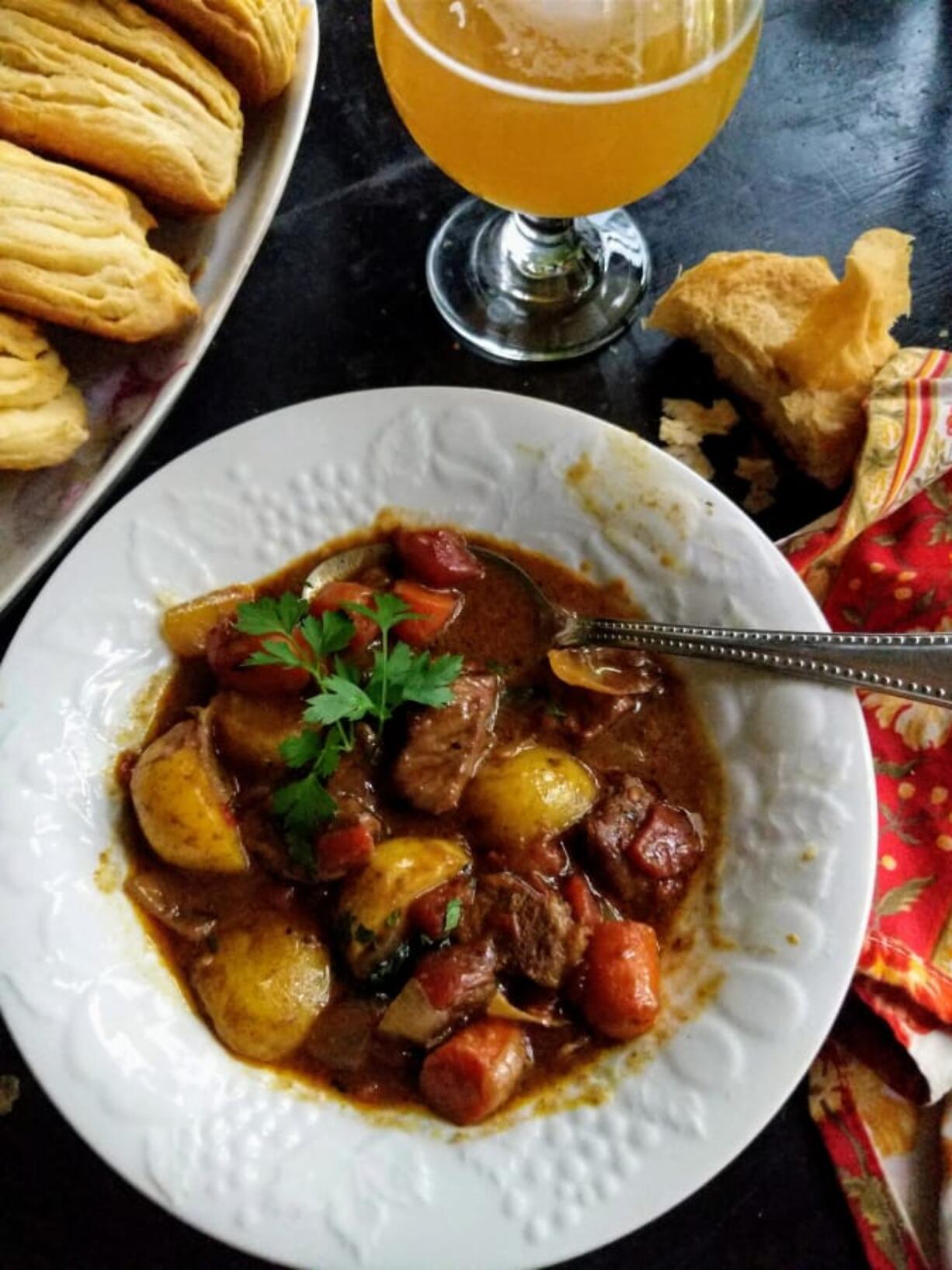 Curried beef stew is a warm, hearty dish when the weather turns cool.