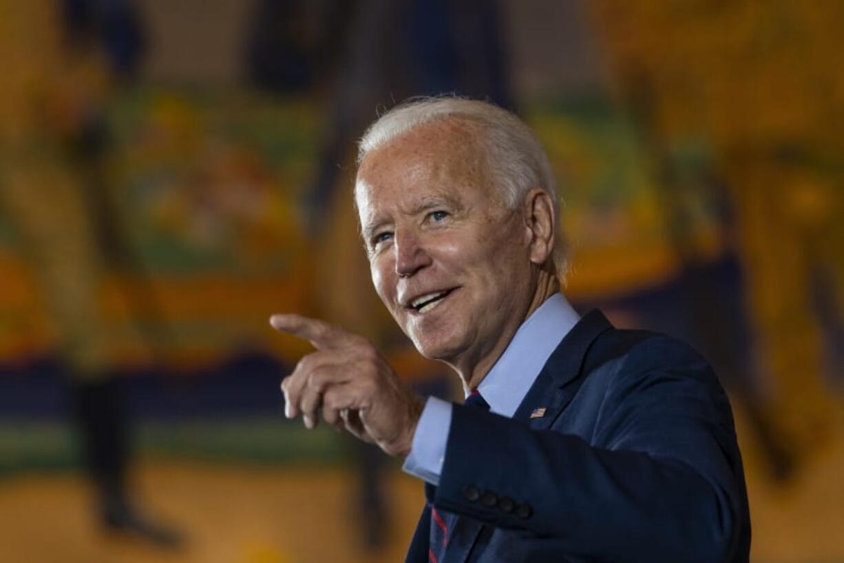 Democratic presidential candidate former Vice President Joe Biden speaks at Cincinnati Museum Center at Union Terminal in Cincinnati, Monday, Oct. 12, 2020.