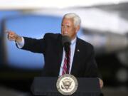 Vice President Mike Pence speaks to supporters Saturday Oct. 24, 2020 in Tallahassee, Fla. Battleground Florida was again a central focus of the presidential campaign Saturday as President Donald Trump, Vice President Mike Pence and former President Barack Obama all had high-profile events in the state.