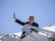 Vice President Mike Pence arrives at Dobbins Air Reserve Base in Marietta, Ga., Wednesday, Sept. 30, 2020.