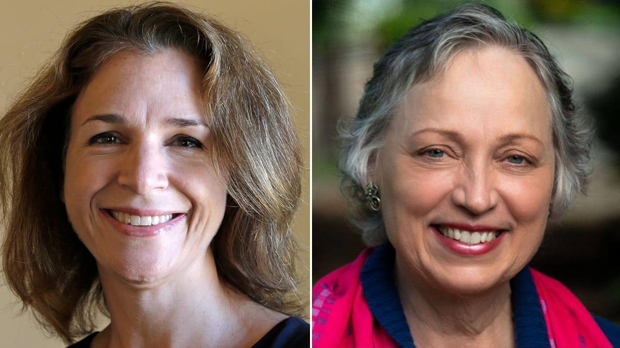 Incumbent Washington Public Lands Commissioner Hilary Franz, left, and challenger Sue Kuehl Pederson.