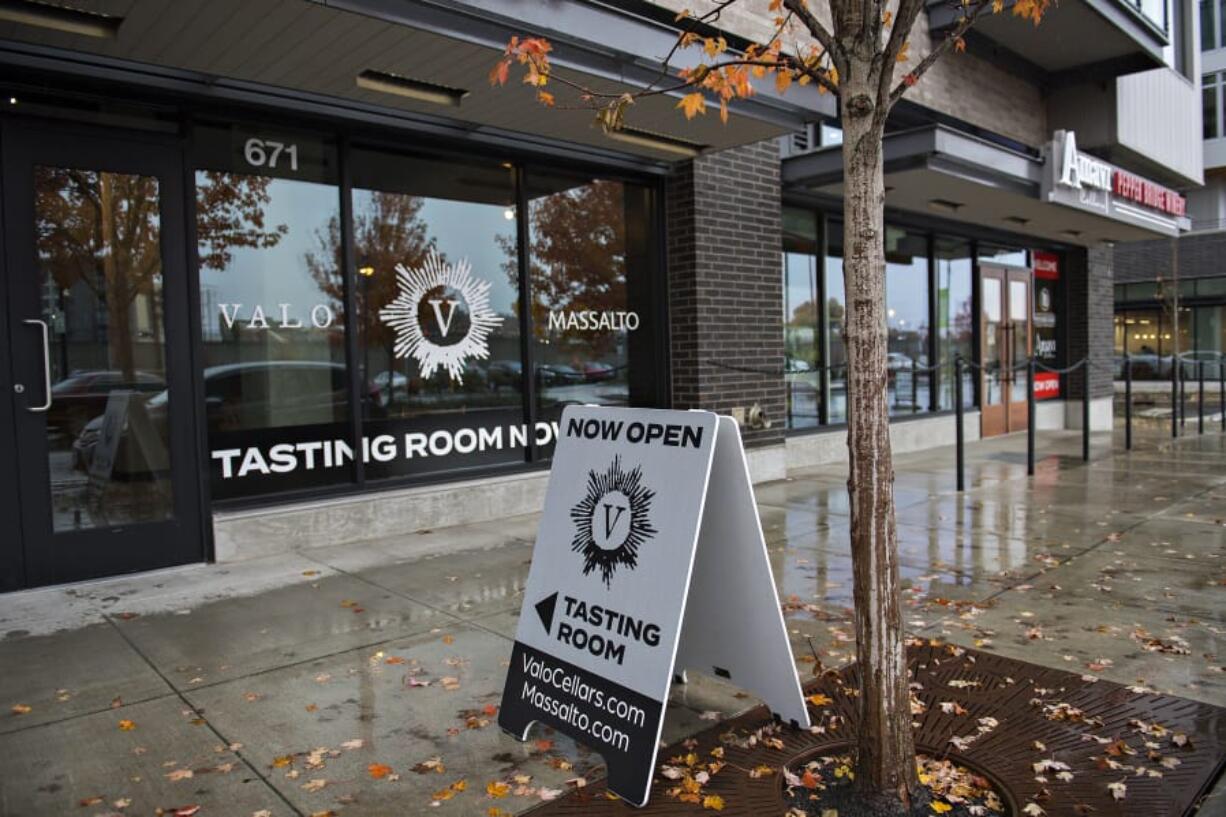 The newest winery tasting room at the Waterfront Vancouver, the Valo/Massalto winery, opened in later October. It specializes in small-batch wines in a moody-industrial tasting room.