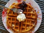 Swirl your favorite flavor of jam right into the waffle mix and top with an extra dollop of jam.