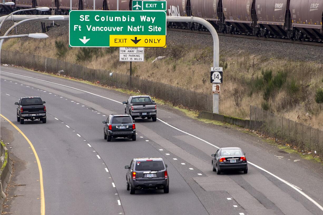 Cars merge onto Highway 14 on Tuesday, November 24, 2020.