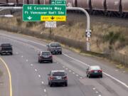 Cars merge onto Highway 14 on Tuesday, November 24, 2020.