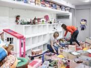 Clea Shearer, right, and Joanna Teplin tackle and unruly play room in &quot;Getting Organized with the Home Edit&quot; on Netflix.