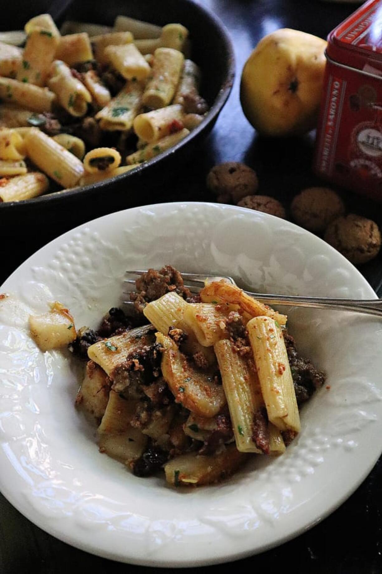 Bacon, sausage and fresh pear team up for an &quot;open ravioli&quot; dish that&#039;s perfect for fall.