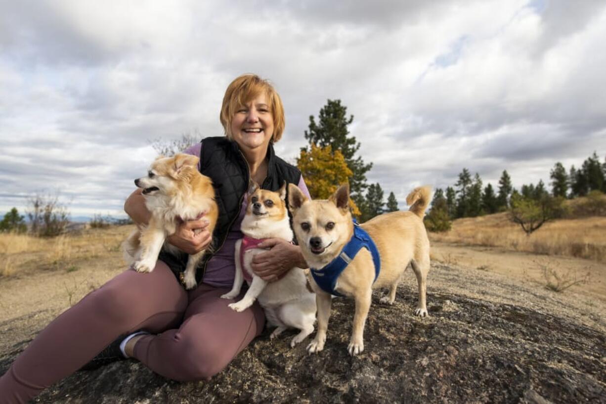 Melissa Gray enjoys the outdoors with her hiking pals.