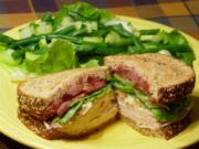 Toasted Turkey and Cranberry Sandwich with Green Bean Salad.